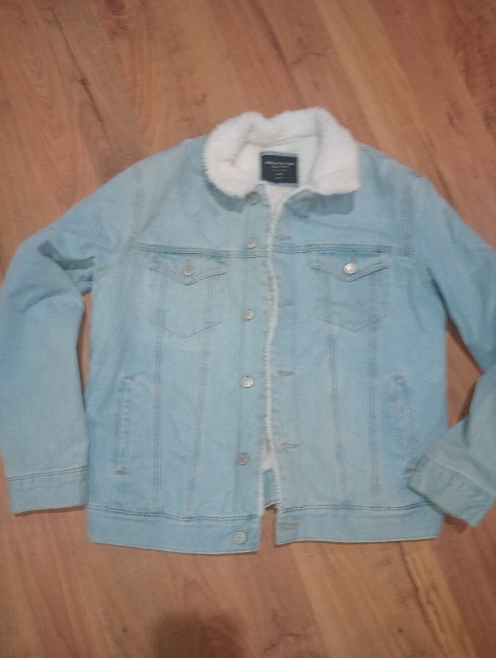 Men's Light Blue Sherpa-Lined Denim Jacket